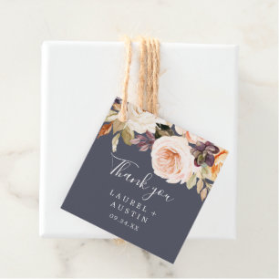 Étiquettes Cadeau Flore rustique   Merci pourpre