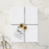 Étiquettes-cadeau Flore tournesol vert Script Mariage Merci (Avec de la ficelle)