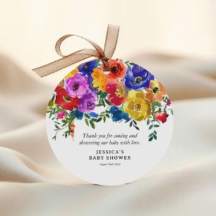 Étiquettes Cadeau Flore vive et audacieuse Baby shower Merci
