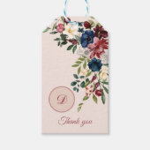 Étiquettes-cadeau Flores rustiques Thanksgiving Monogramme personnal (Devant)