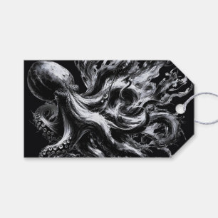 Étiquettes-cadeau Fluidé d'encre abstrait Pieuvre Kraken
