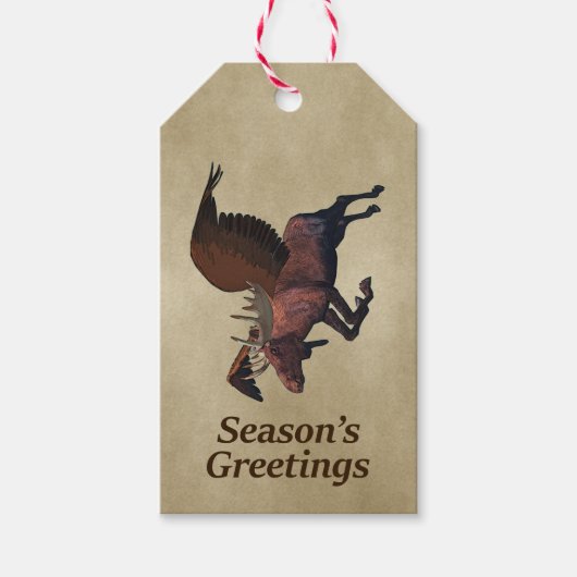 Étiquettes-cadeau Flying Moose - Bonnes Fêtes (Devant)