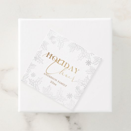 Étiquettes Cadeau Foliage d'hiver Élégant Script Faux Foil Vacances (En situation)