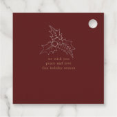 Étiquettes Cadeau Foliage d'hiver Élégant Script Faux Foil Vacances (Dos)