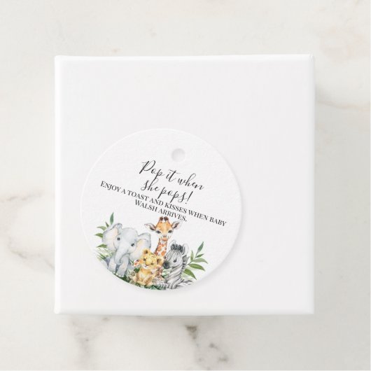 Étiquettes Cadeau Foliage Safari Animaux Baby shower Pop It (En situation)