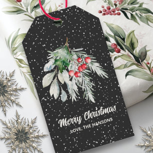 Étiquettes-cadeau Folio aquarelle Script moderne Joyeux Noël