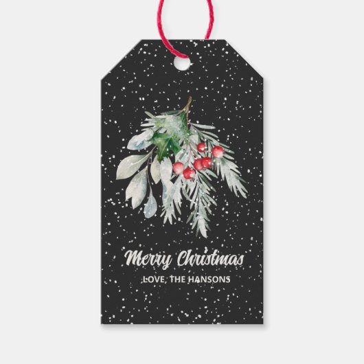 Étiquettes-cadeau Folio aquarelle Script moderne Joyeux Noël (Devant)