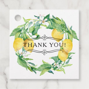 Étiquettes Cadeau Foliole d'aquarelle florale de courge de citron bo