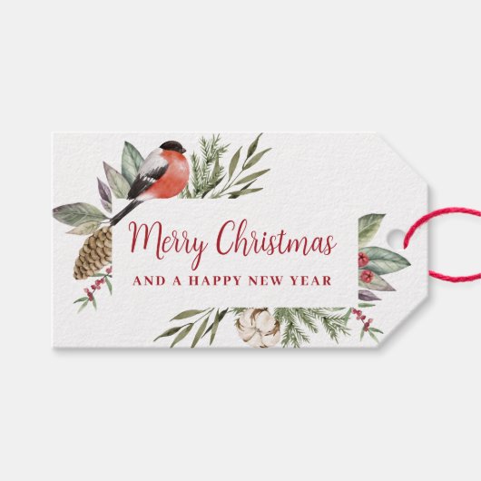 Étiquettes-cadeau Folithe d'aquarelle de Noël (Devant (Horizontal))