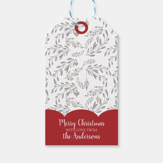 Étiquettes-cadeau Folithe de Noël et baies (Devant)