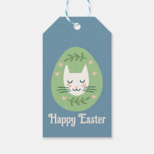 Étiquettes-cadeau Folk Art Easter Egg Chat Tags cadeaux