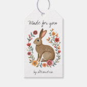 Étiquettes-cadeau Folk Art Rabbit Handmade Care Instructions (Devant)