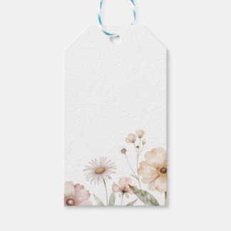 Étiquettes-cadeau Fond aquarelle de bordure de fleurs sauvages douce