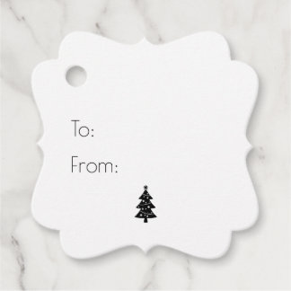 Étiquettes Cadeau Fond de couleur personnalisé silhouette d'arbre de