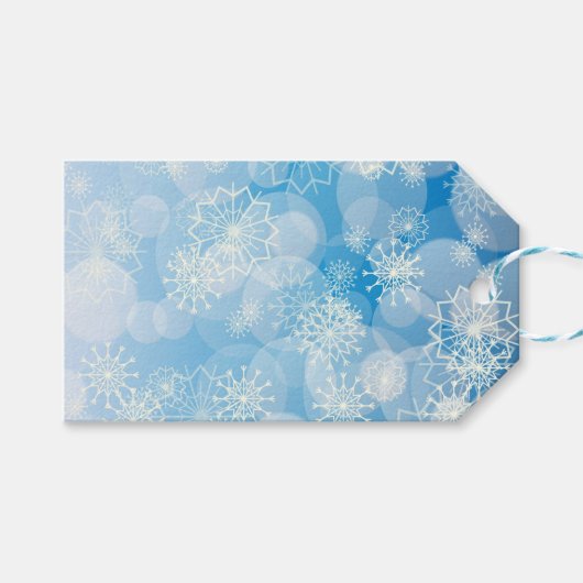 Étiquettes-cadeau Fond de flocon de neige (Devant (Horizontal))