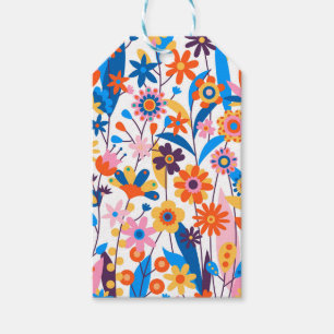 Étiquettes-cadeau Fond floral multicolore exotique