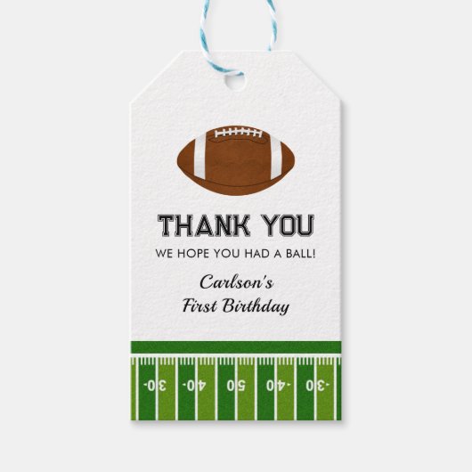 Étiquettes-cadeau Football Anniversaire Merci (Devant)