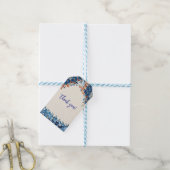 Étiquettes-cadeau Foral bleu (Avec de laficelle)