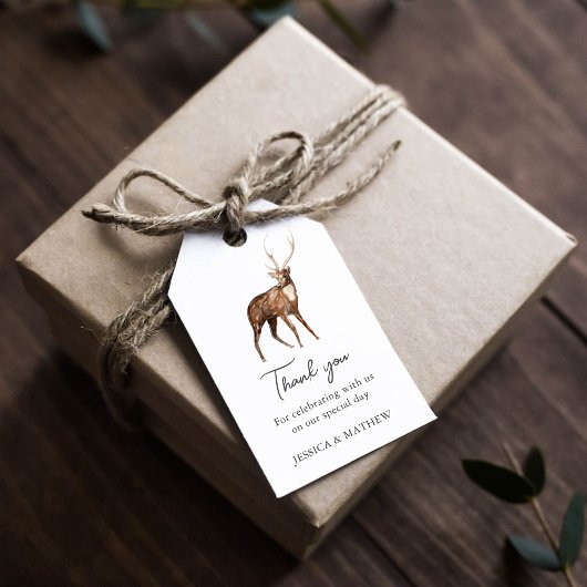 Étiquettes-cadeau Forest Deer Wedding Thank You