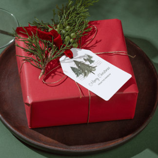Étiquettes-cadeau Forêt aquarelle Joyeux Noël