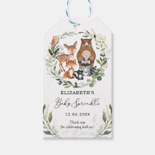 Étiquettes-cadeau Forêt de bois Amis de verdure Baby Sprinkel