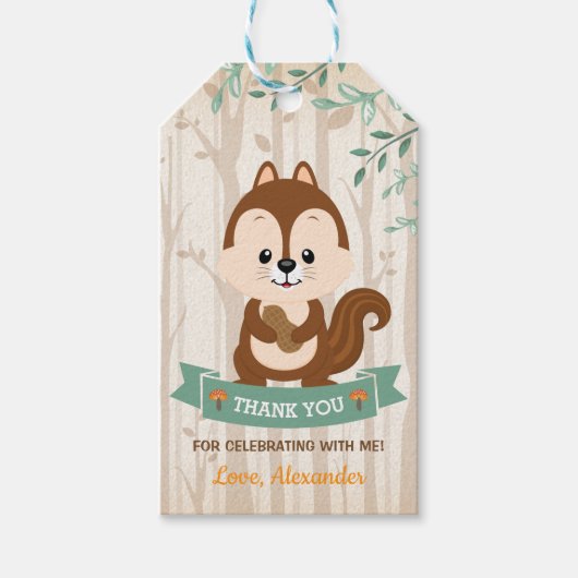 Étiquettes-cadeau Forêt de Chipmunk Baby shower d'anniversaire (Devant)