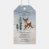Étiquettes-cadeau Forêt de neige avec un cerf de bébé Noël (Devant)