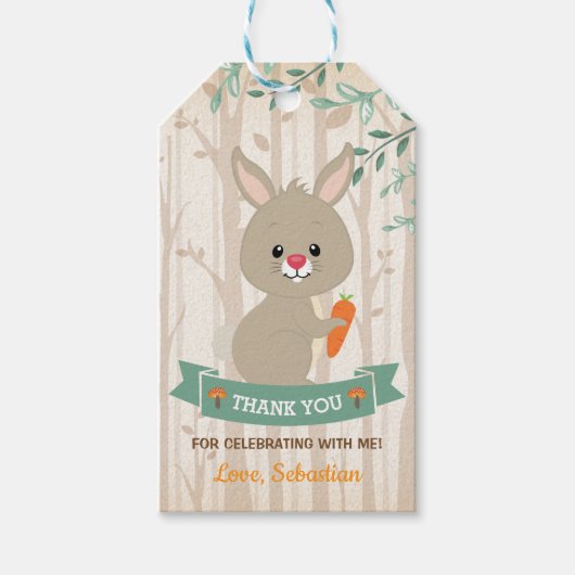 Étiquettes-cadeau Forêt Lapin Bunny Bois Baby shower d'anniversaire (Devant)