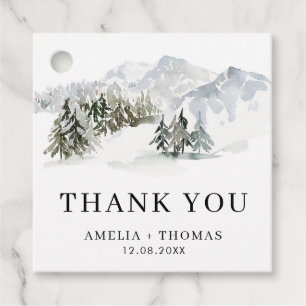 Étiquettes Cadeau Forêt neigeuse Bois Merci de mariage hivernal