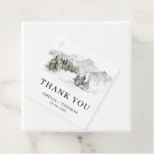 Étiquettes Cadeau Forêt neigeuse Bois Merci de mariage hivernal (En situation)