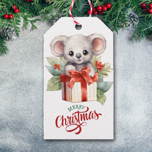 Étiquettes-cadeau Forfait cadeau Cute Koala Bear Noël