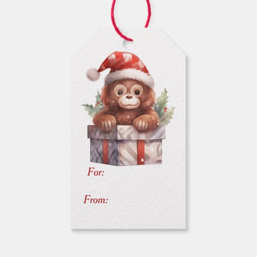 Étiquettes-cadeau Forfait Cadeau Singe Cute Noël (Dos)