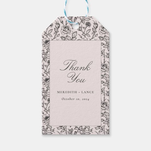 Étiquettes-cadeau Forme de bagage de mariage Rose rose et Script (Devant)