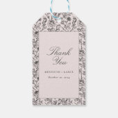 Étiquettes-cadeau Forme de bagage de mariage Rose rose et Script (Dos)
