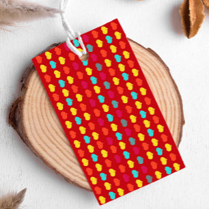 Étiquettes-cadeau Formes de cœur multicolores dessinées à la main av