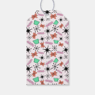 Étiquettes-cadeau Formes rétro atomiques rose orange et vert