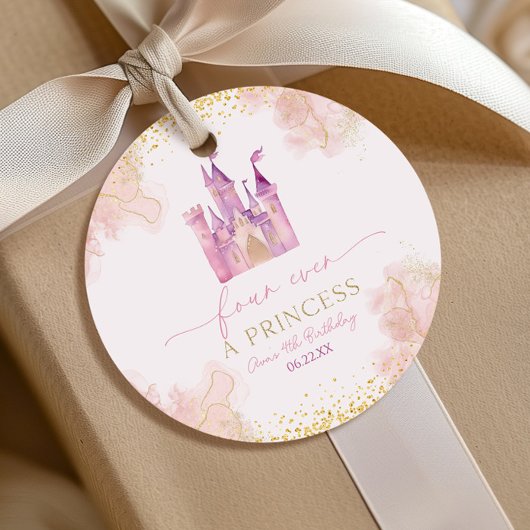 Étiquettes Cadeau Four Ever A Princess Castle 4e fête d'anniversaire