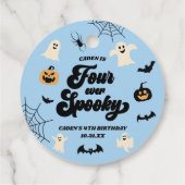 Étiquettes Cadeau Four Ever Éffrayant Bleu Halloween 4e fête d'anniv (Dos)