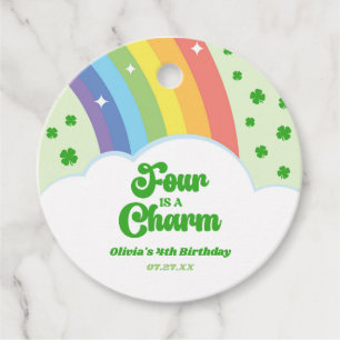Étiquettes Cadeau Four Is A Charm Rainbow 4e fête d'anniversaire