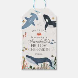 Étiquettes-cadeau Fournitures de fête d'anniversaire sous l'océan me