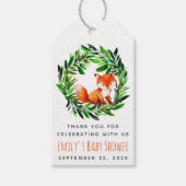 Étiquettes-cadeau Fox Baby shower bois mignonne Aquarelle Vert (Devant)