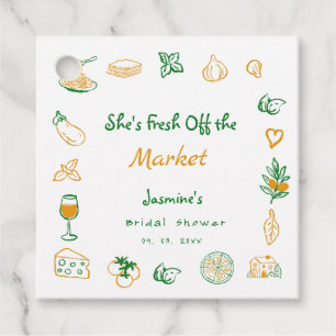 Étiquettes Cadeau Fraîchement sortie du marché Mariage Shower dessin