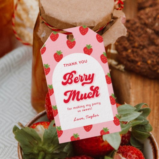 Étiquettes-cadeau Fraise Anniversaire Merci Favoriser