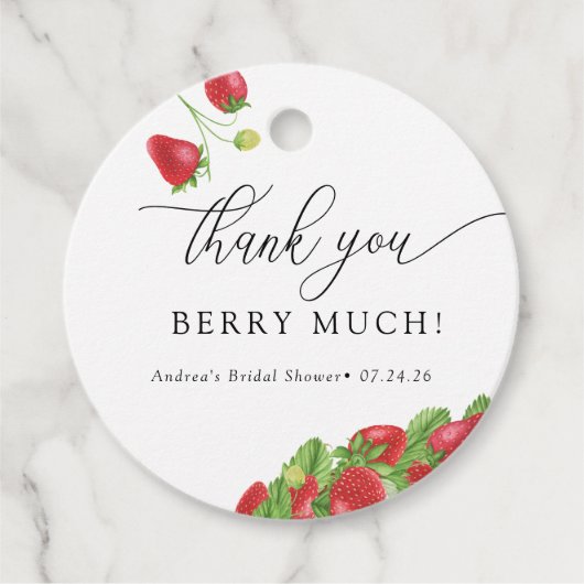 Étiquettes Cadeau Fraise | Baies Douces | Favours (Devant)