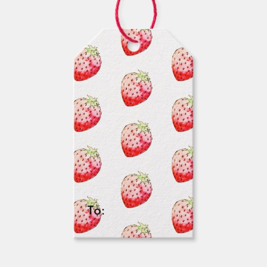 Étiquettes-cadeau fraise d'aquarelle (Devant)