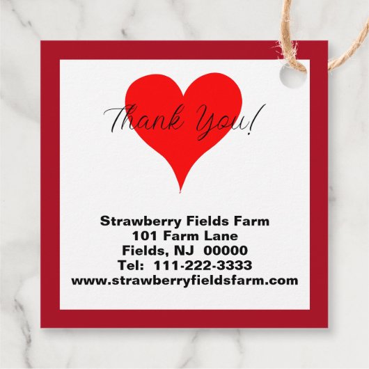 Étiquettes Cadeau Fraise maison Conserve Merci Coeur (Dos)