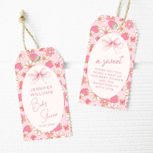 Étiquettes-cadeau Fraise rose Sweet Baby Girl Douche Merci