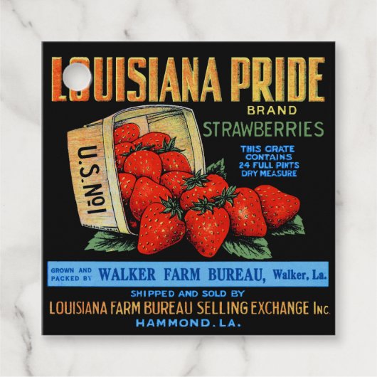 Étiquettes Cadeau Fraises de la Louisiane (Devant)