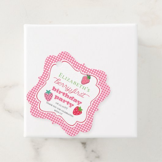 Étiquettes Cadeau Fraises Fille Berry Premier anniversaire fête (En situation)