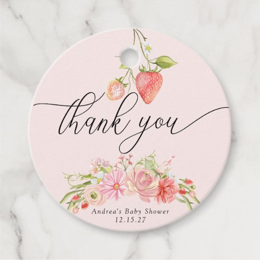 Étiquettes Cadeau Framboise | Baby shower d'été (Devant)